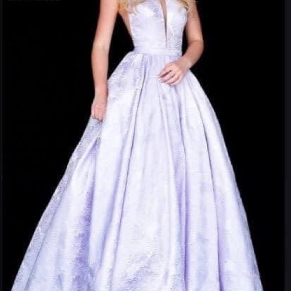 Lilac Sherri Hill gown. Customized belt added. Worn once. Size 6 $400 OBO